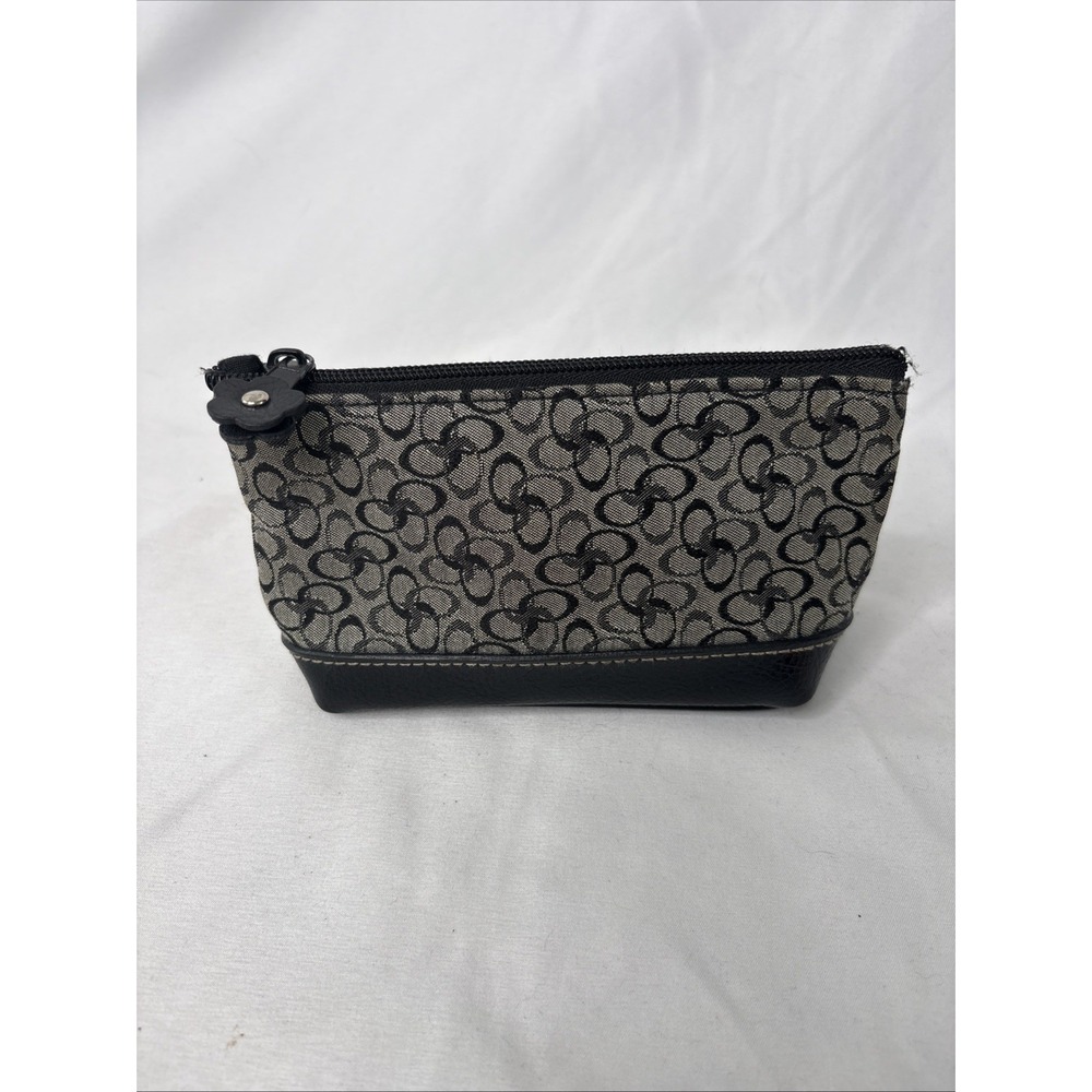 Vintage Y2K Coach Monogram Signature Mini Pouch Cosmetic Bag Black Gray GWP
